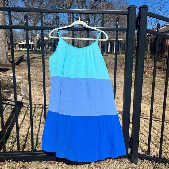 J Crew Colorblock Cotton Gauze Tiered Dress NWT - Picture 7 of 8